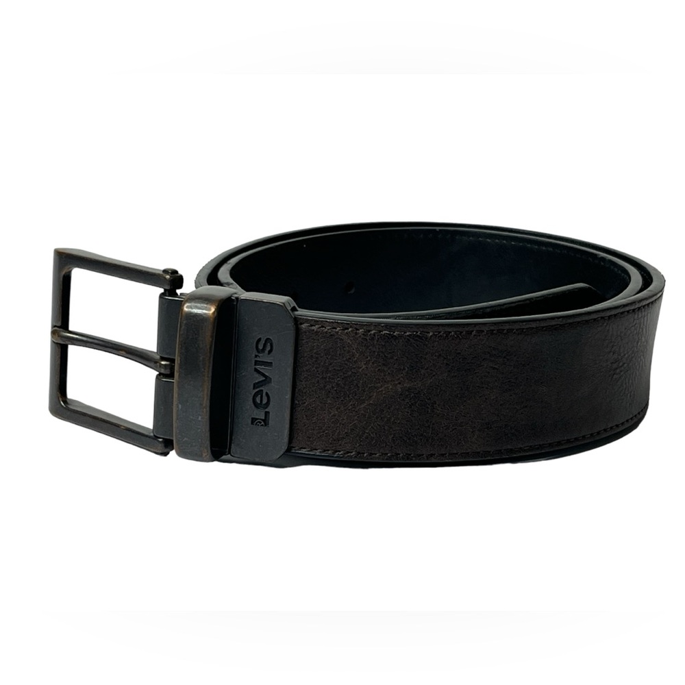 Levi's Men's Small 30-32 Reversible Brown Black Leather Belt With Levi's Buckle